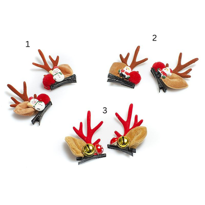 Xmas reindeer hairclips 3asst 7cm, , medium