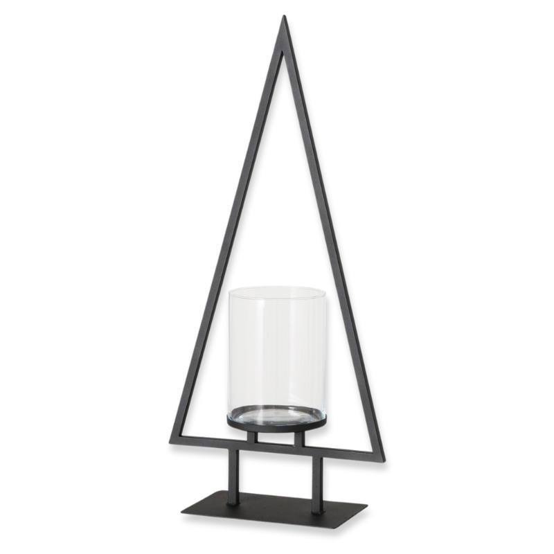 Product image: Iron black windlight xmas tree 75cm with glass-null