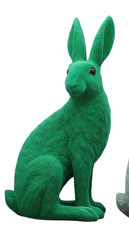 Small/large purple/blue/green/grey/orange/pink/yellow/fuchsia rabbit figurine - green , large-null