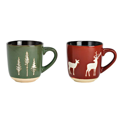 Mug deer, winter forest decor, , medium