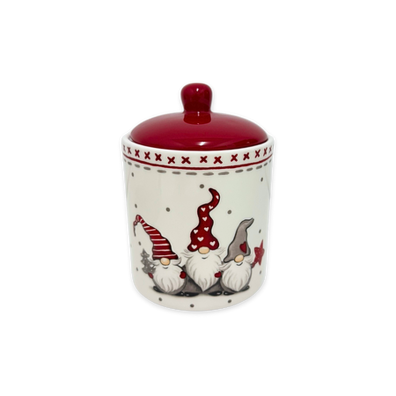 Product image: Xmas ceramic jar wιτη lid santa dwarf 10,2x10,2x14cm, , medium-null