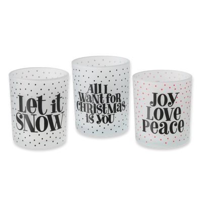 Xmas windlight round glass 10.2cm (1pc random selection), Clear, medium