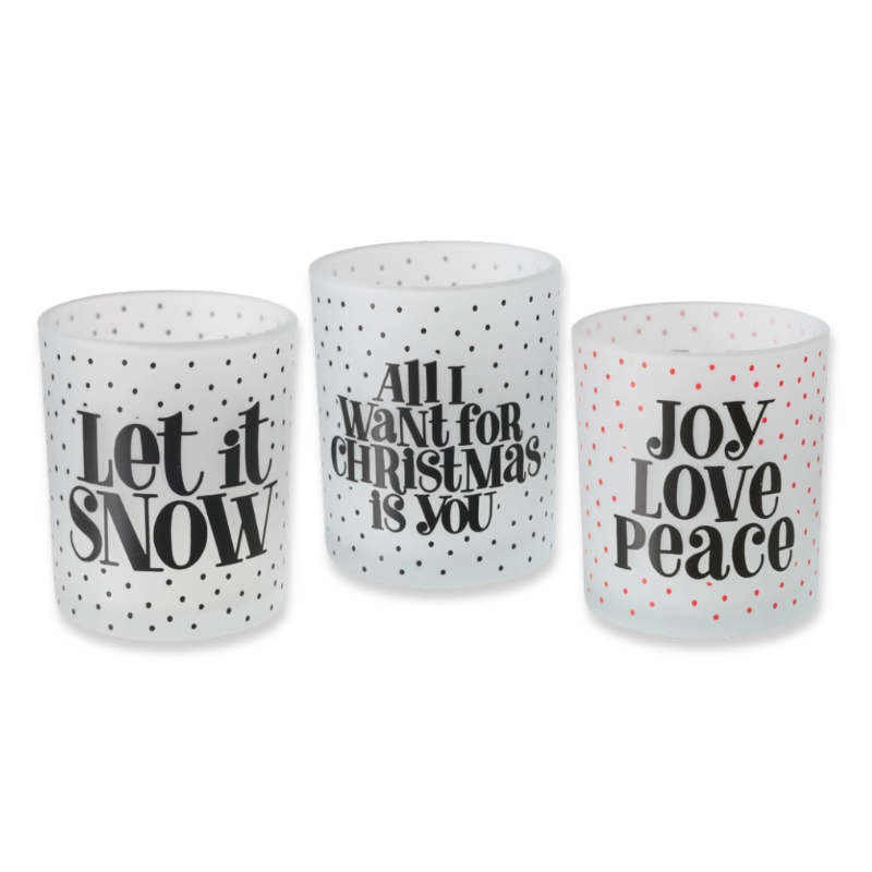 Product image: Xmas windlight round glass 10.2cm (1pc random selection)-null