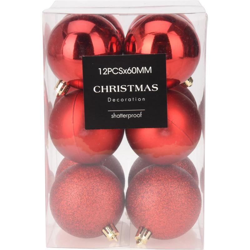 Product image: Christmas ball hanging decoration 6cm 12pcs - red, , medium-null