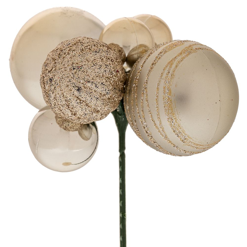 Christmas champagne balls pick x8 15cm, , medium-null