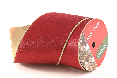 Velvet burgundy ribbon with wired edges, , medium