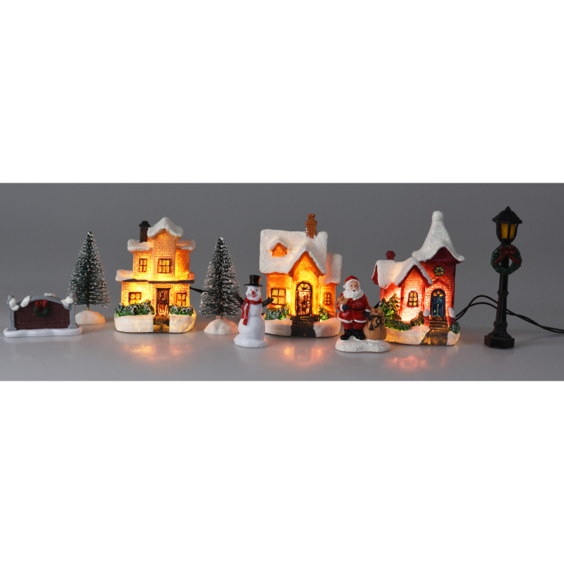 Christmas village with led 10pcs, , medium-null