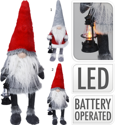Gnome with led nose 84cm 2 assorted designs, , medium