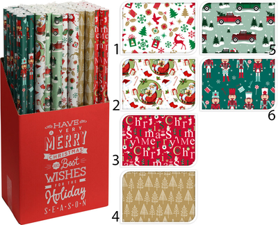 Gift paper wrap 70x200cm 6ass, , medium