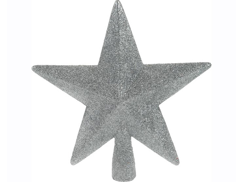 Product image: Xmas tree top star 19cm silver glitter, , medium-null