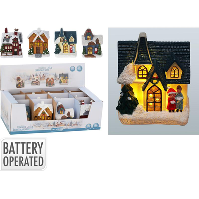 Christmas house with led 10cm - assorted colors, , medium