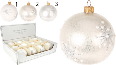 Christmas ball snowflake 8cm - assorted designs, , medium