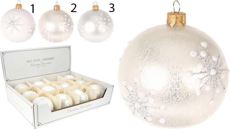 Christmas ball snowflake 8cm - assorted designs, , medium-null