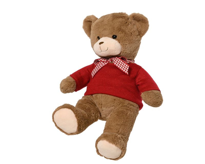 Large bear brown polyester red sweather, , medium-null