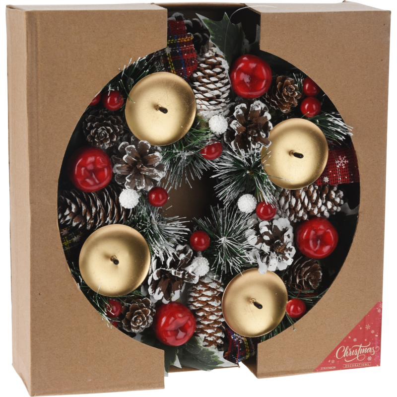 Product image: Wreath candle holder with pinecone 40cm, , medium-null