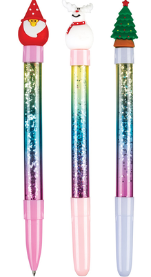 3 pieces ball pen "christmas" blue ink 0.7mm, , medium