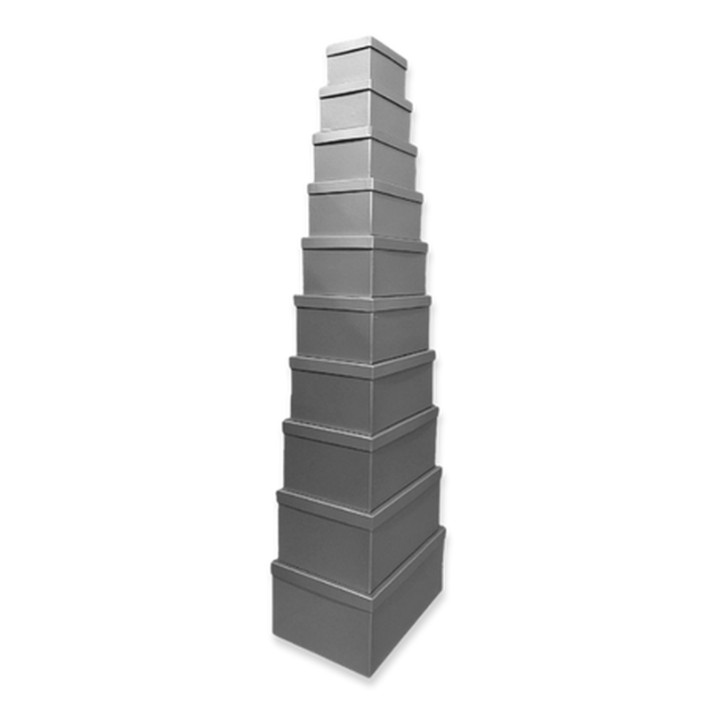 Paper gift boxes 10pcs set silver mat, , medium-null