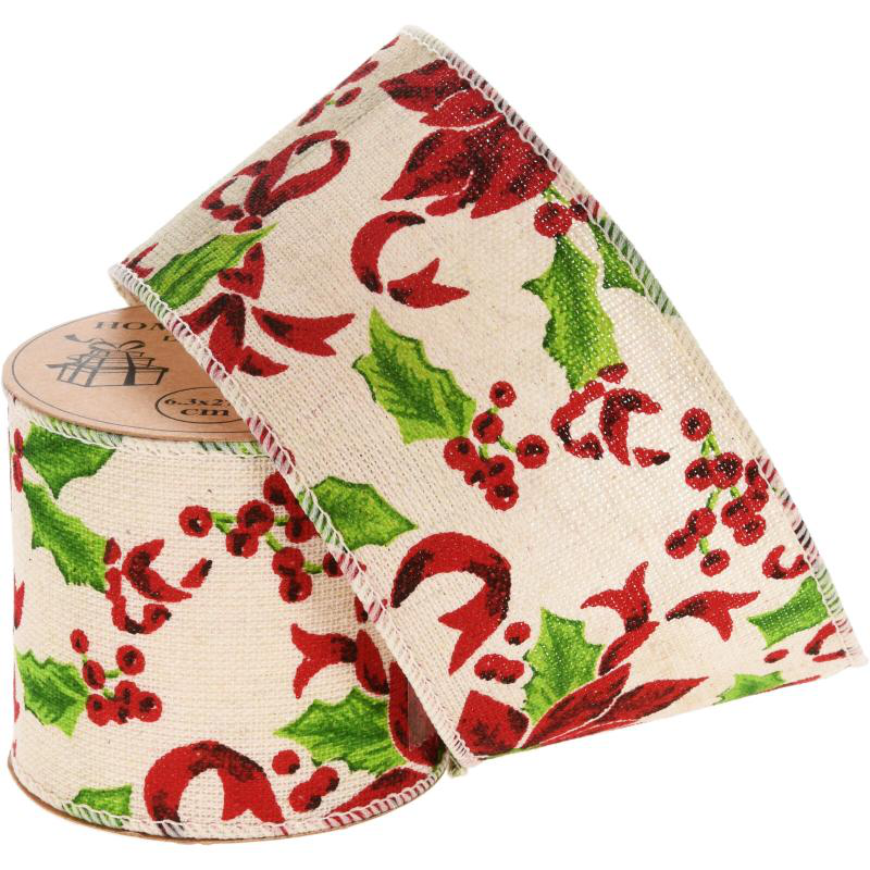 Ribbon 63mm xmas flower - assorted designs, , medium-null
