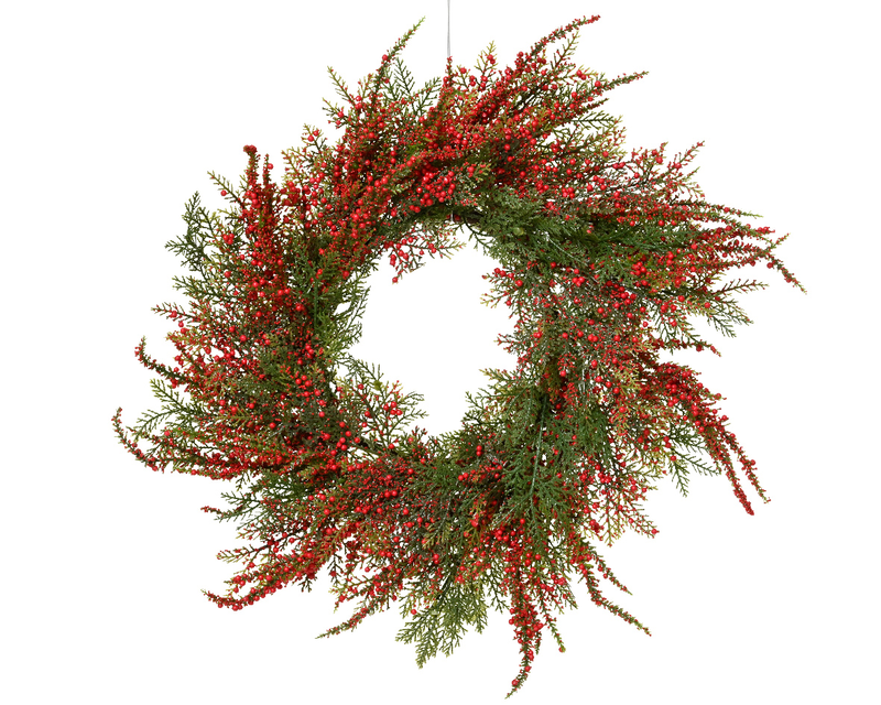 Lushy green/red berry wreath indoor d.50cm, , medium-null