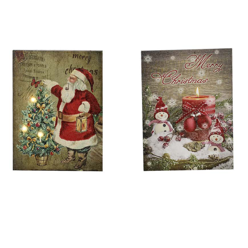 Product image: Frame wood canvas non-woven with led 15x20cm 6 assorted designs, , medium-null