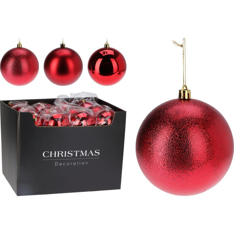 Product image: Christmas ball 10cm red - assorted designs, , medium-null