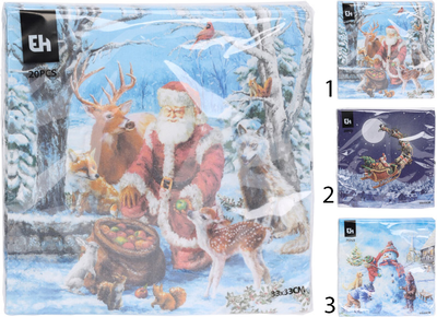 Christmas napkins 33x33cm 16pcs - assorted designs, , medium