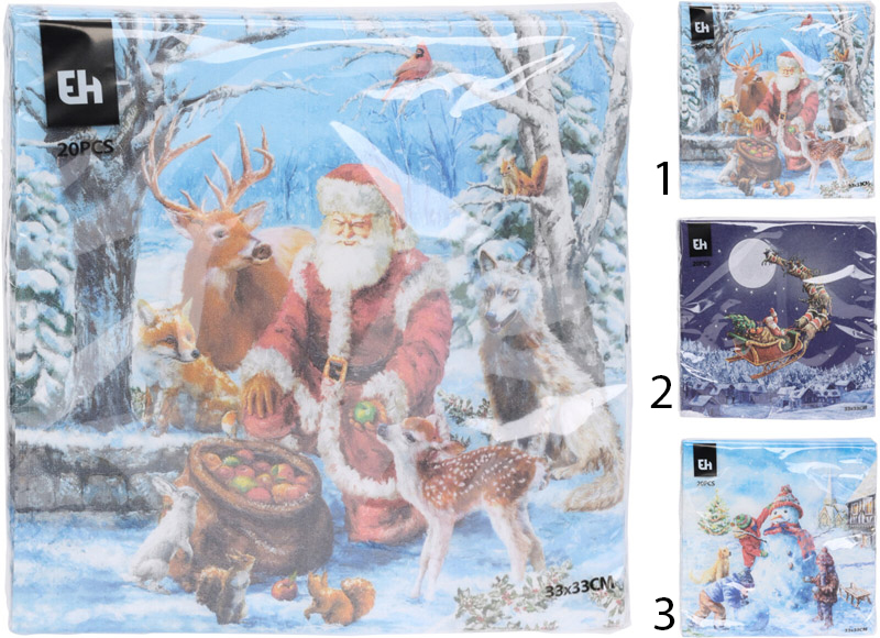 Product image: Christmas napkins 33x33cm 16pcs - assorted designs, , medium-null