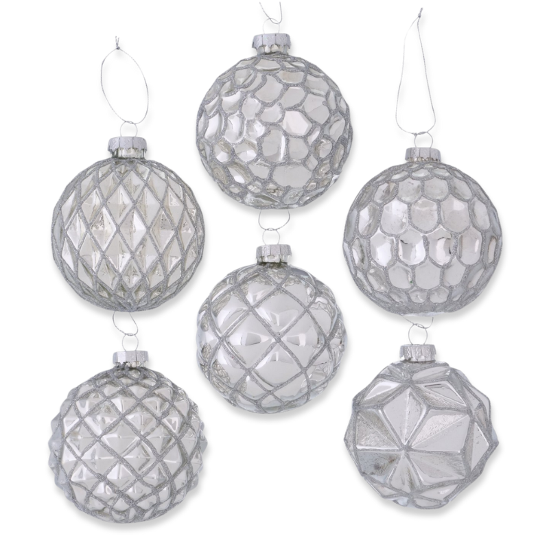 Boltze xmas glass lacquered ball silver 8cm (1 pcs) image number null