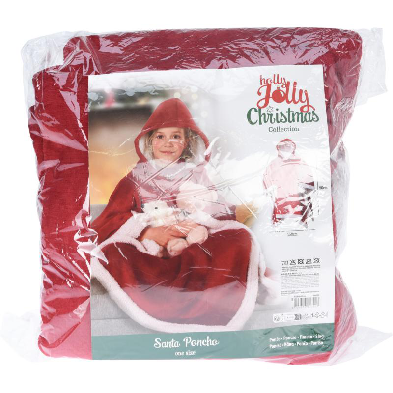 Product image: Christmas poncho for adults - red, , medium-null