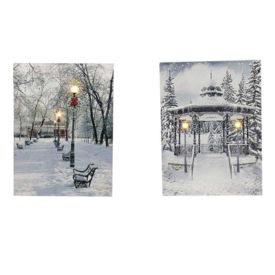 Frame wood canvas non-woven with led 15x20cm 6 assorted designs, , medium