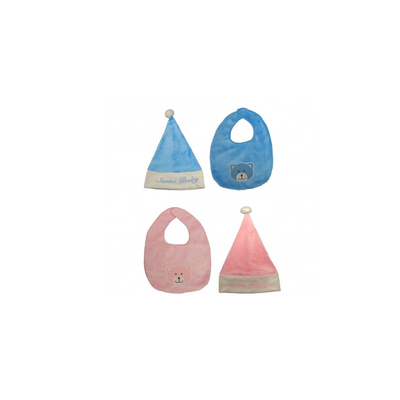 Christmas cap and bib set in 2 colors, , medium