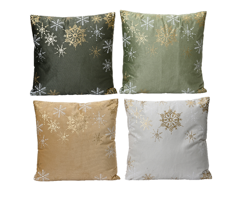 Cushion 45cm snowflake print - green-null