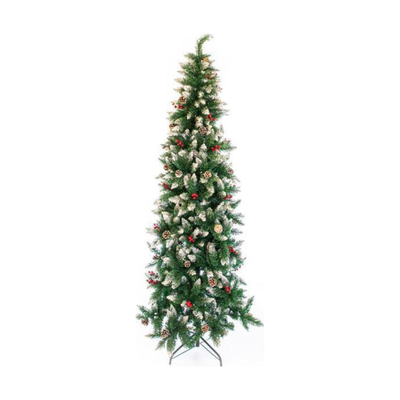 Bucharest christmas tree 210cm snowed with red berry, , medium