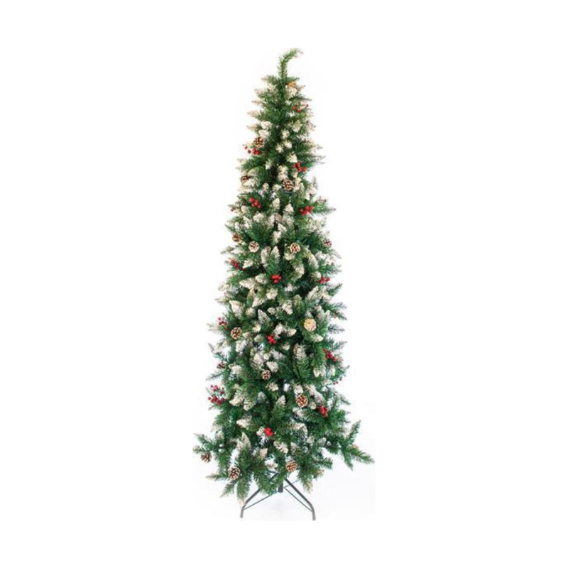 Bucharest christmas tree 180cm snowed with red berry-null
