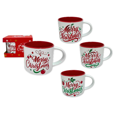 Xmas ceramic mug white with color box (1 pcs - random selection), , medium