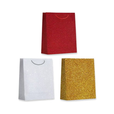 Paper gift bag plain glitter 18x24x8.5cm (1pc random selection), , medium