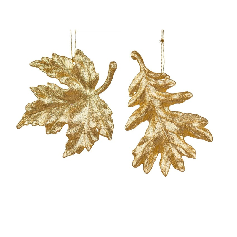 Plastic glitter leaf gold 2ass, , medium-null
