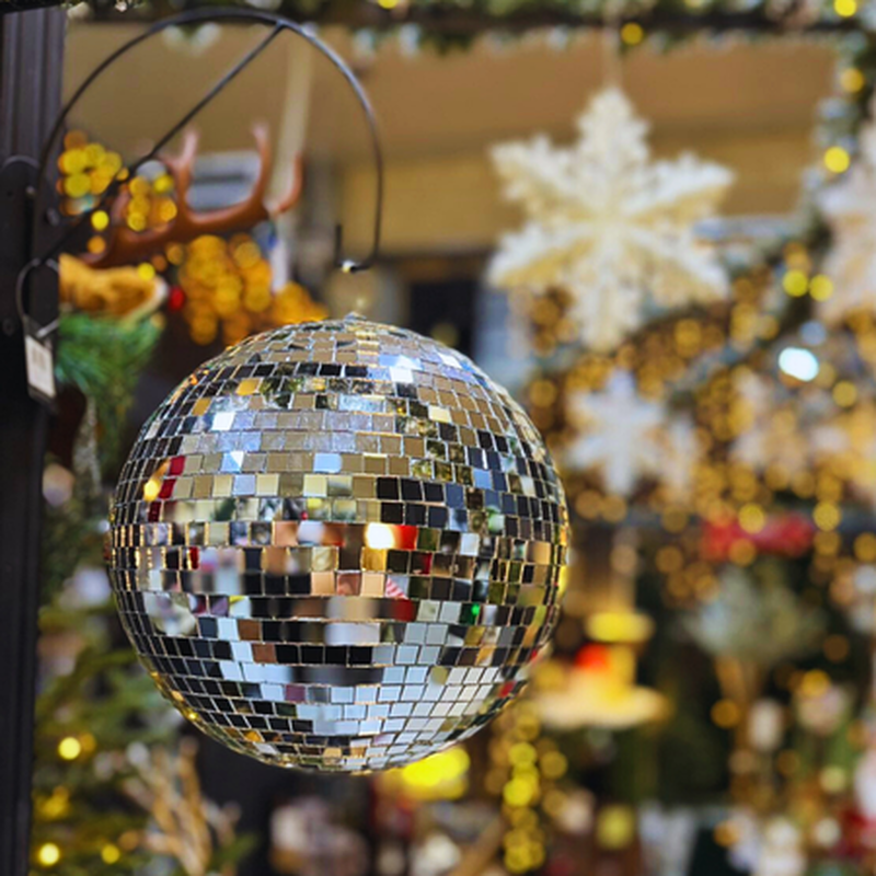 Xmas ball disco 25cm pvc box, , medium-null