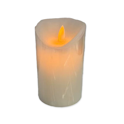 Led battery candle 7.5x10cm ivory white yellow light, , medium