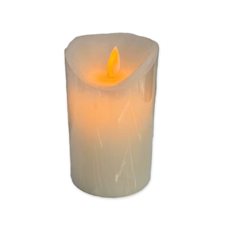 Led battery candle 7.5x10cm ivory white yellow light, , medium-null