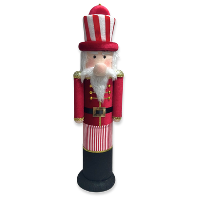 Xmas velvet nutcracker 13x15x65cm, Red, medium