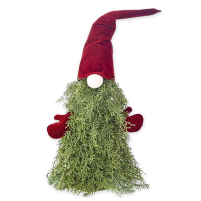 Xmas burgundy elf with green tree 60cm, , medium