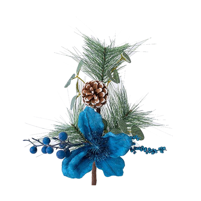 Christmas branch with blue decorations 40cm, , medium