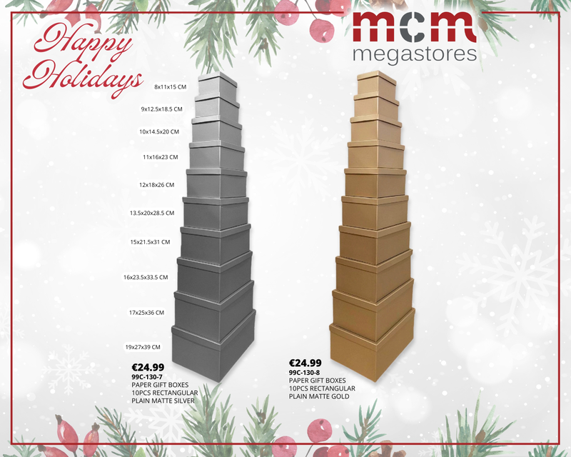 Paper gift boxes 10pcs set silver mat, , medium-null