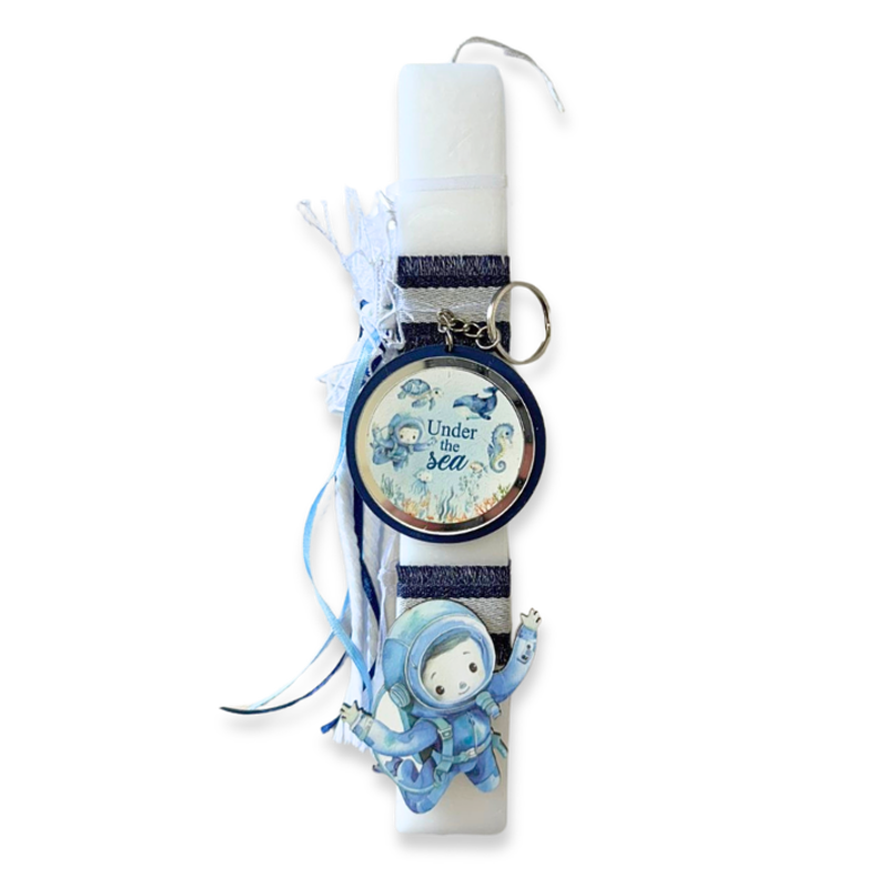 Hand-decorated easter candle - diver, , medium-null