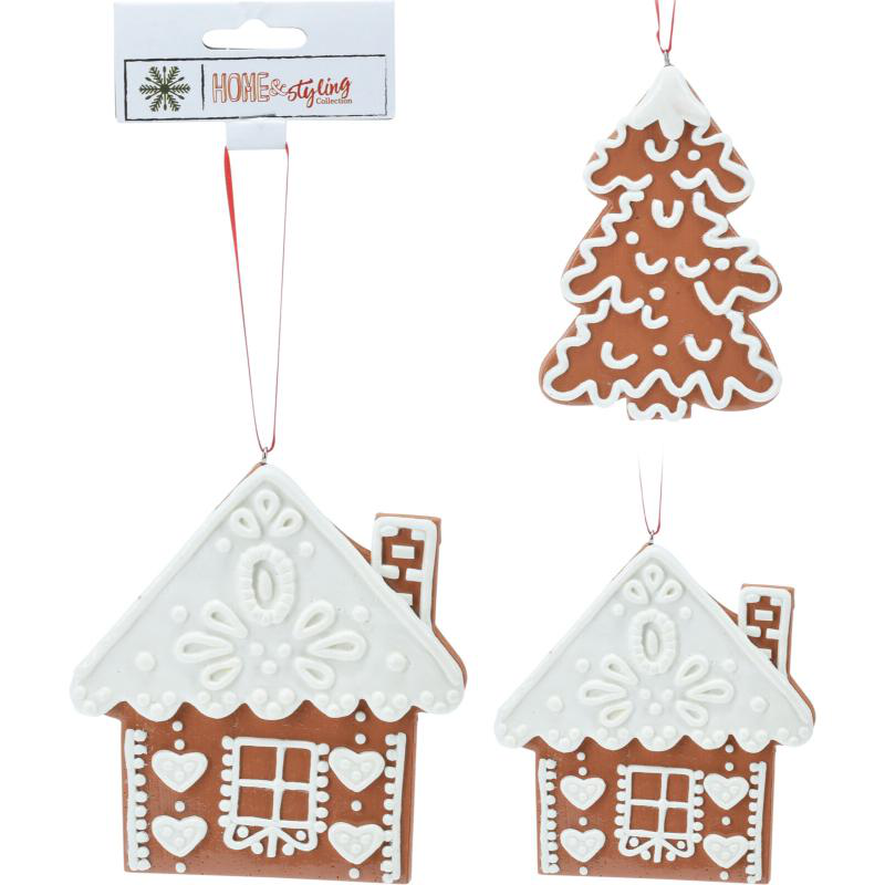 Product image: Gingerbread cookie hanging decoration 11cm - assorted designs, , medium-null