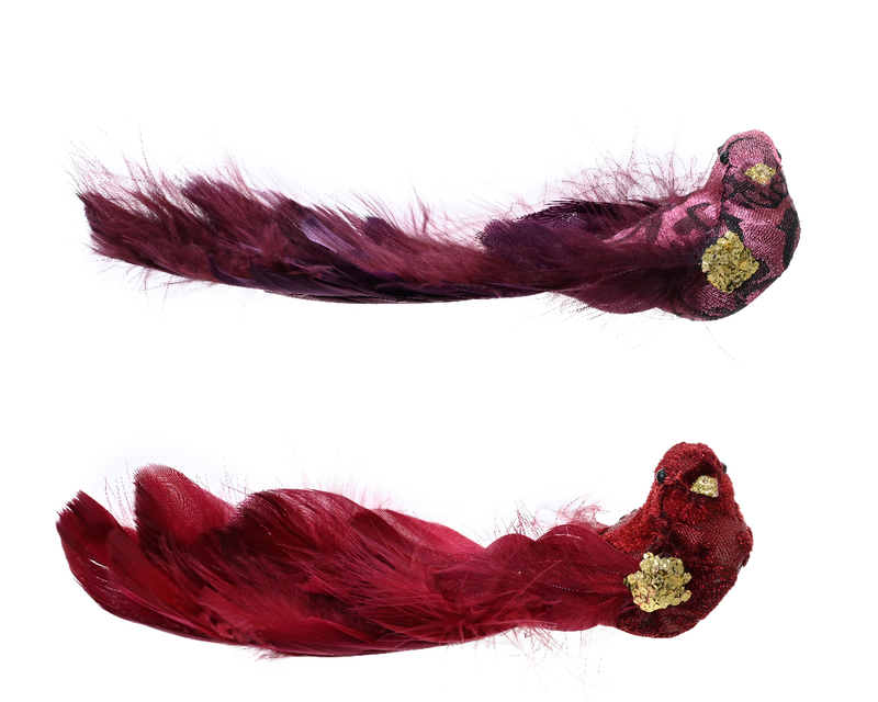 Bird with spangle on clip - oxblood-null