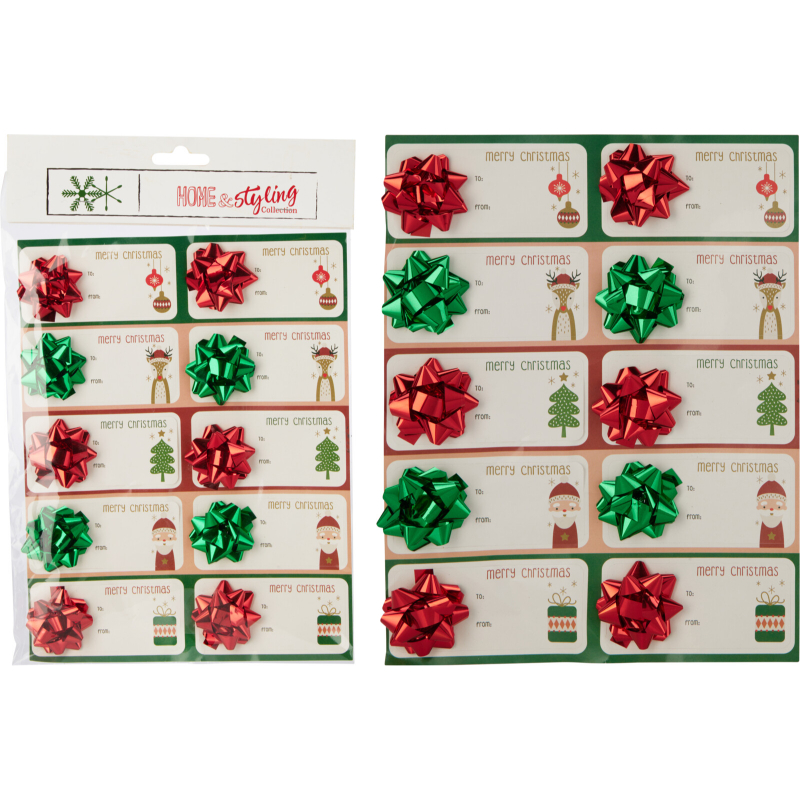 Christmas  xmas gift tag sticker 10pcs - assorted designs, , medium-null