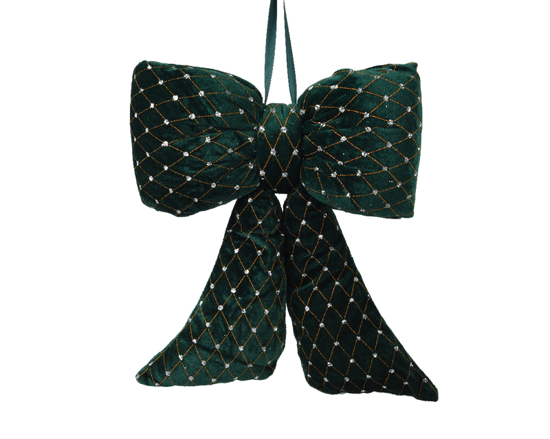 Bow h.30cm velvet green, , medium-null