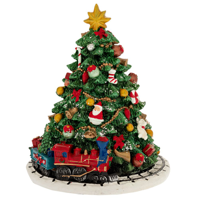 Christmas green color resin winding tree with music 12x12x14.5cm, , medium